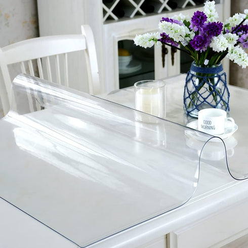 14 60 Inch 2mm Royhom Clear Table Protector x - Thick Plastic Table Cover, Clear Table Cover Protector Rectangle
