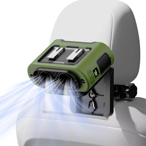 Socool Portable Car Fan - 14500mAh Rechargeable Battery Opearated, Clip on Car