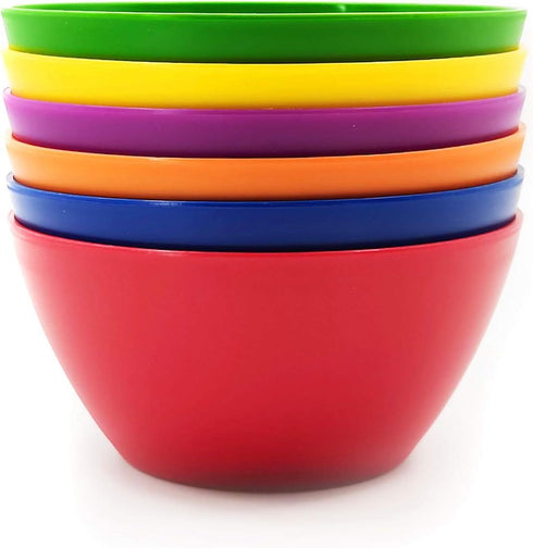 Plastic Bowls Set of 12, Unbreakable 6-inch Cereal/Soup/Salad Bowls, Microwave/Dishwasher Safe, BPA Free