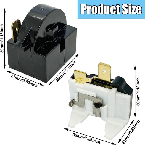 QP2-4.7 /4R7 1 Pin Refrigerator Starter PTC Start Relay w/ 6750C-0005P Refrigerator Overload Protector, Compatible with Kenmore Vissani LG Refrigerator Compressor for Mini Fridges, Wine/Beer Coolers by XFYBZN