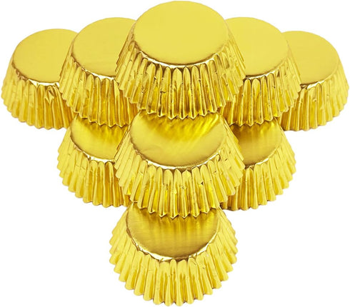 qiqee Gold Foil Cupcake Liners, 300 Count - Thick & Sturdy Baking Cups, Oil Resistant Muffin Liners, Standard Size