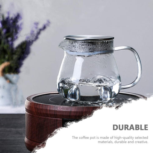 Hemoton Clear Glass Teapot with Stainless Steel Infuser Lid, 460 ml Tea Kettle for Blooming and Loose Leaf Tea