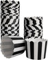 50 Pack Muffin Liners, Black and White Stripes Baking Paper Cups, Elegant Cupcake Wrappers for Birthday Parties,