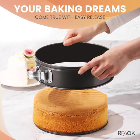 RFAQK Non-Stick 6 Inch Cake Pan with Removable Bottom, Leakproof Springform Pan, 50Pcs Parchment Papers