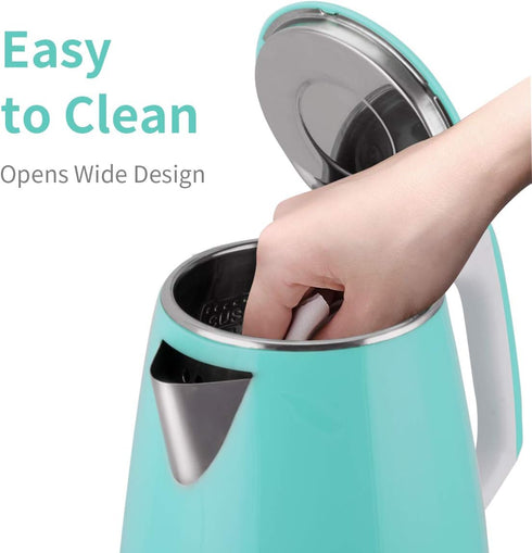 Electric Kettle (BPA Free), Double Wall Water Boiler Heater, 1.5L Stainless Steel Coffee Pot