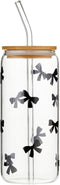 Glass Tumbler With Lid and Straw, 20-Ounce Glass Cup with Bamboo Lid