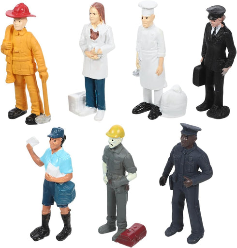 People Everyday Heroes Figurine Toys: 7pcs Human Figurine Pilot Postman Baker Mailman