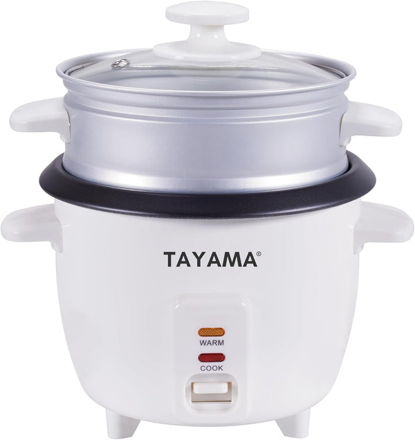 Tayama Rice Cooker with Steam Tray 3 Cup, White (RC-03R)