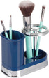 mDesign Decorative Bathroom Dental Storage Organizer for Electric Spin Toothbrush/Toothpaste - Navy Blue/Chrome