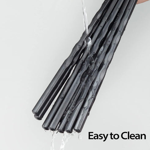 2 Pairs 12.6 Inches Cooking Extended Chopsticks, Reusable Fiberglass for Kitchen Noodles, Hotpot, Black