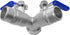 304 2 3/4 beduan Stainless Steel Hose Splitter Way Y Garden Hose Bib Splitter with Long Handle Water Hose Ball Shut Off