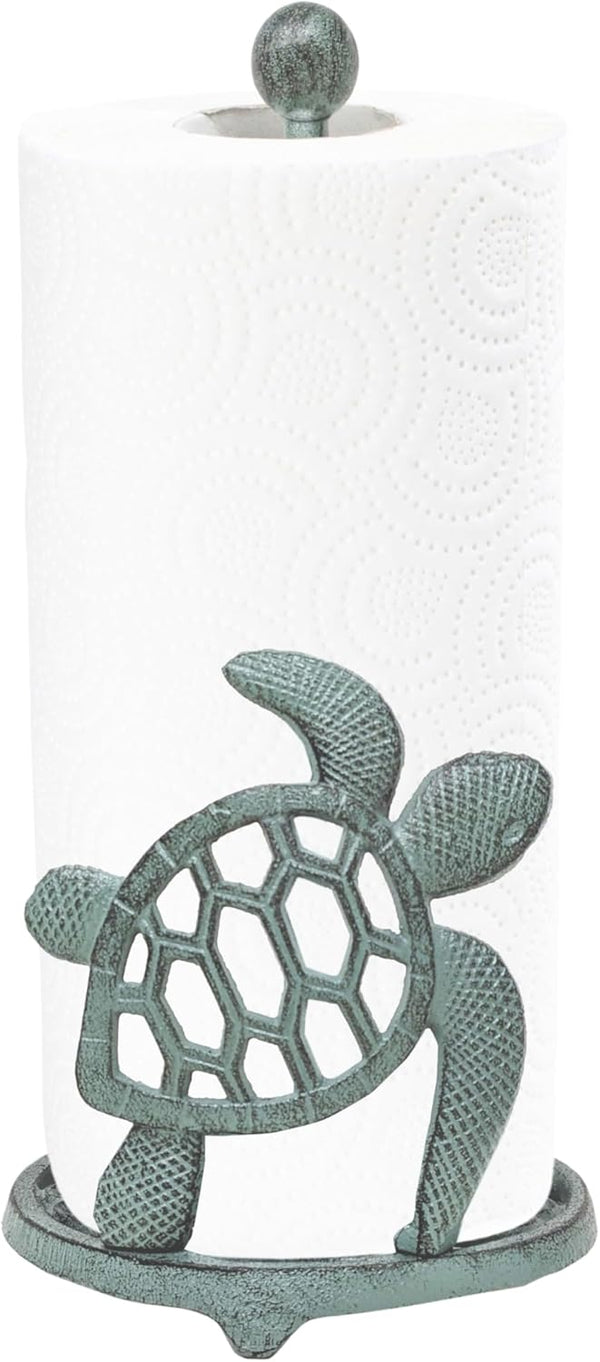 Coastal Sea Turtle Paper Towel Holder Ocean-Inspired Cast Iron Kitchen Dcor, Rustic