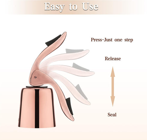 OWO 2 Pack Stainless Steel Wine Bottle Stopper, Reusable Wine Saver with Silicone Seal, Rosegold