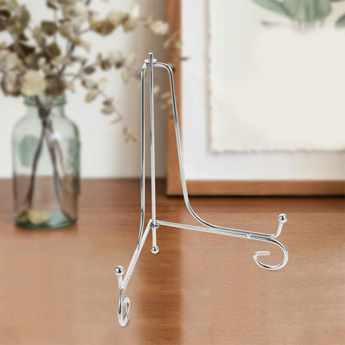 HOMSFOU Iron Plate Stand, Silver Easel Display Holder for Picture Frame, Photo Showing Rack