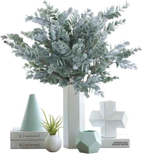 3 Pack Artificial Eucalyptus Stem Shrub, Faux Greenery Stems for Home Wedding Decor, 17.7" Tall