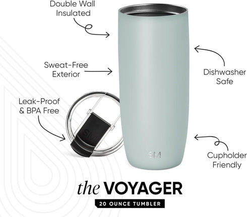 Simple Modern 20oz Travel Coffee Mug Tumbler with Flip Lid, Insulated Stainless Steel Cold Brew Cup, Voyager