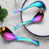 5 PCS Stainless Steel Soup Spoons, Mirror Finish Kitchen Serving Spoons for Soup Rice Tea Milk Dessert (Multicolor)