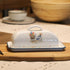 Enamel Butter Dish with Lid Vintage Enamelware Butter Keeper with Flower and