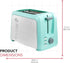 Holstein Housewares 2-Slice Toaster, Mint/Stainless Steel with 7 Browning Control Settings, Great for Toasting