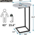 Katrawu C Shaped End Side Table, Small Oval Couch Sofa Table for Bed, Snack Side Table with Metal Frame, TV Tray Table