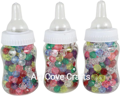 4.25 inch 24 Fillable Plastic Mini Baby Bottles Bulk White Cap Pieces Baby Shower Shower Favors