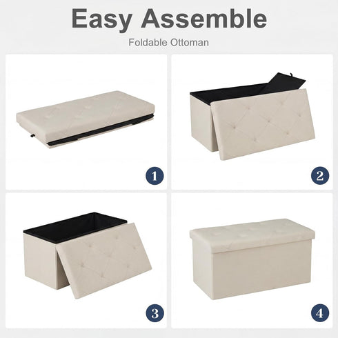 30in 350Lbs,Storage DUMOS Storage Ottoman Bench, Foot Rest Stool Load Chest with Padded Seat, End of Bed Bedroom Bench