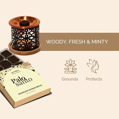 Aromafume Palo Santo Incense Bricks, 2 Trays x 9 Pieces Each with Snowflake Diffuser for Spirituality
