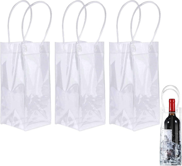 WAONIQ Ice Wine Bag, Portable Collapsible Clear Wine Pouch, 3 Pack for Wedding Party Travel