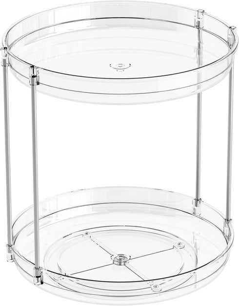 Yieach 360 Counter Organizer,2 Clear Rotating Bathroom Tier Spinning Perfume Organizer and Makeup Tower