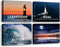 Inspirational Quotes Wall Art Decoration Painting, landscape Canvas Wall Art, Suitable for Library, Office, Living Room,Home Deco,Tabletop/Hanging,| 4-pack(29 x 38 cm) framed 1B