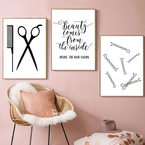 Hair Salon Wall Art, Beauty Salon Pictures Decor, Fashion Canvas Art for Beauty Room Poster Makeup Wall Art