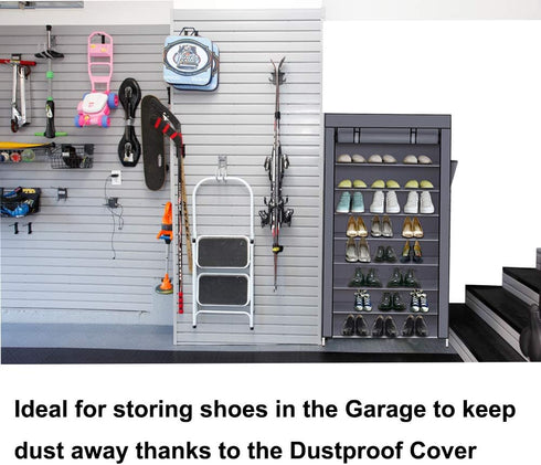Mytunes 10-Tier Closet, 40 Shoe Rack, Shoes Storage Cabinet with Dustproof Cover, Free Standing Cubby Room Organizer