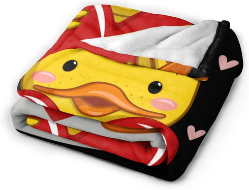 Perinsto 60"X50" Cute Duck with Heart Throw Blanket Ultra Soft Warm All Season Decorative Fleece Blankets for Bed Chair