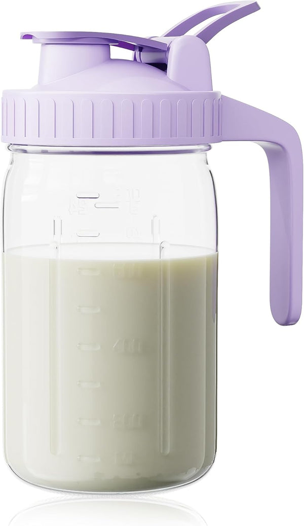 Breast Milk Pitcher, Mason Jar 32 oz, Heavy Duty Wide Mouth Jar