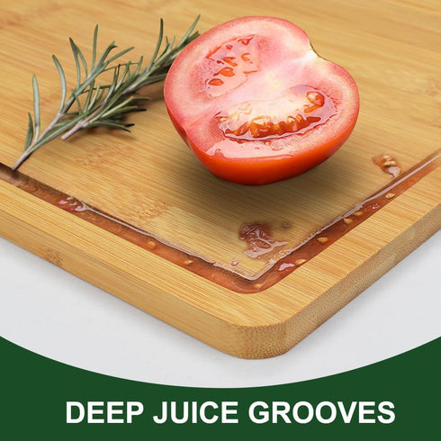 Bamboo Cutting Board, Wooden Cutting Boards for Kitchen, Wood Double Sided Food-Grade Chopping Board for Meat Cheese