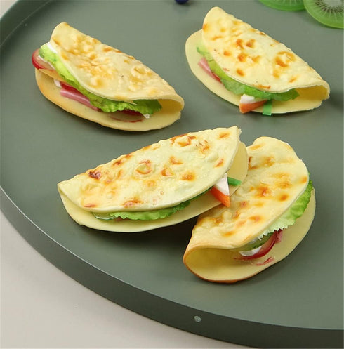 Skyseen 3Pcs Realistic Pancake Taco Fake Burrito Dessert Model for Decoration Display Props