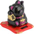 Lucky Beckoning Cat, Solar Powered Waving Wealth Cat, Feng Shui Decor, 3" Tall, Black