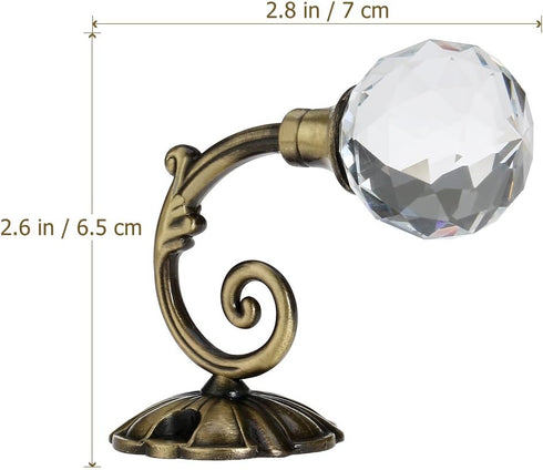 Curtain Tieback Hooks - Drapery Holdbacks with Crystal Ball Design, Metal Curtain Holdback (Bronze 2pcs)