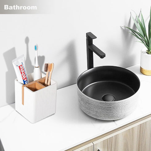 rejomiik Toothbrush Holders for Bathroom Countertop, 3 Slots Electric Toothbrush and Toothpaste Storage Organizer