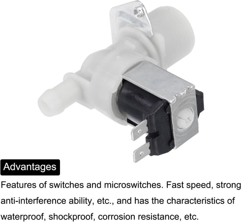 MECCANIXITY Water Inlet Solenoid Valve for Ice Maker, 80mm Creamy White Valve for General Refrigerators