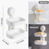 Double Layer Soap Dish Holder with Suction Cup, Wall Mounted Soap Tray for Bathroom Shower, Reusable, Removable,
