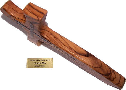 Holy Land Market Cross, Olive Wood Cross with Mother of Pearls, 8 Inch Contemporary Design