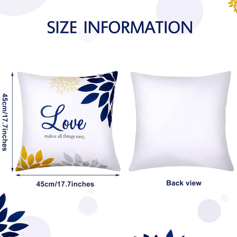 Tatuo 4 Pcs Flower Pillow Covers, 18x18 Inch Decorative Cushion Cases for Bed Couch Sofa (Yellow Series)