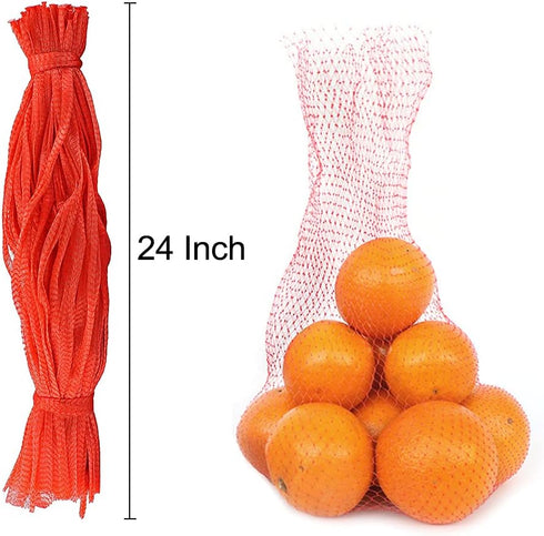 TEMUCY 24 Inch (Red-100PCS) Plastic Mesh Produce Bags, Seafood Boil Bags for Crawfish Crab Shellfish Cooking