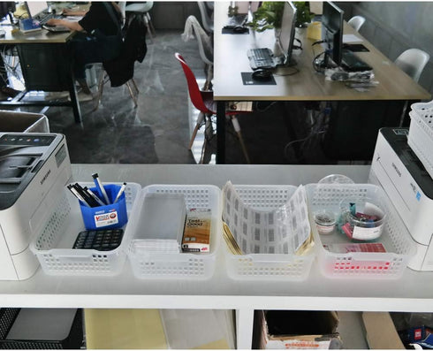 Rectangular Plastic Storage Organization Trays Baskets, Clear, 6-Pack