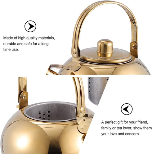 Cabilock Stainless Steel Tea Kettle, Stovetop Teapot with Removable Infuser, Portable for Coffee and Loose Tea