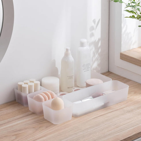 5 Poeland Pcs Drawer Organizer Tray Storage Box for Bedroom Nightstand Drawer Dresser Bathroom Kitchen Drawer, Frosted