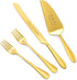 ROXBURGH Wedding Cake Knife and Server Set, Engraved Gold Forks for Cake Cutting, Pie Dessert Servers for Wedding