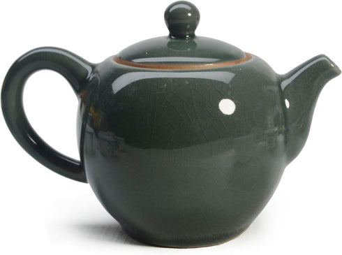Porcelain Teapot, 12oz Small Tea Pot, Chinese Tradition Ceramic Tea Kettle, Ice Crack Glaze (Green)
