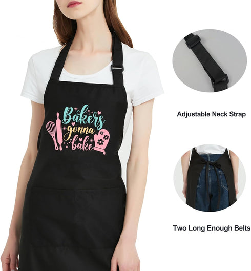 Funny Baking Aprons for Women - Cute Cooking Kitchen Aprons with Pockets, Perfect Baking Gifts for Her
